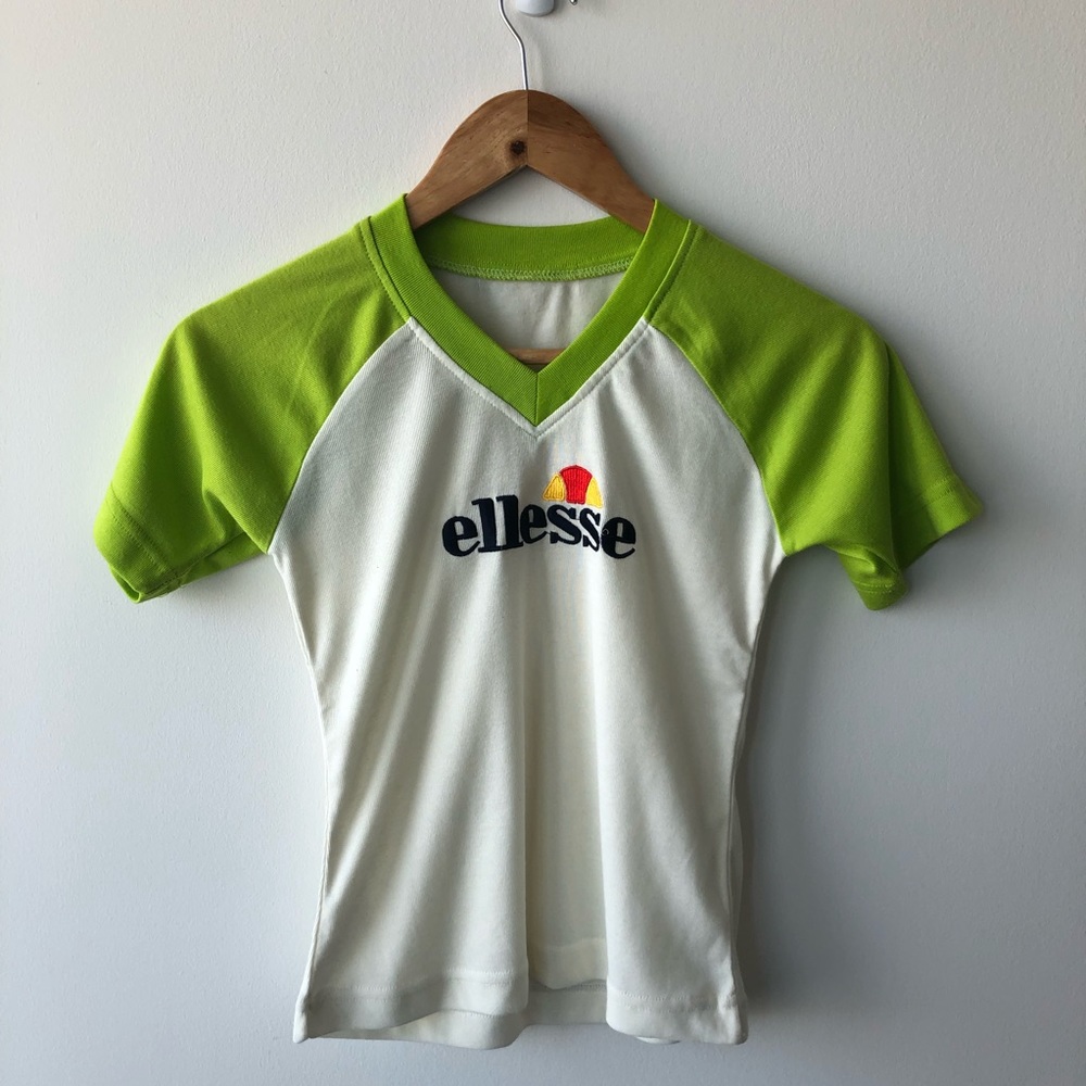 Ellesse Vintage V Neck Graphic Tee Shirt